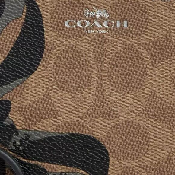 Coach Corner Zip Wristlet In Signature Canvas With Bow Print Bag Wallet Purse - Picture 10 of 11